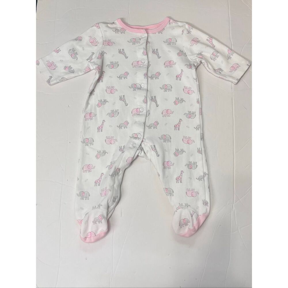 Little Me Romper With Elephants, Giraffes And Lions Girls Size 3 Months